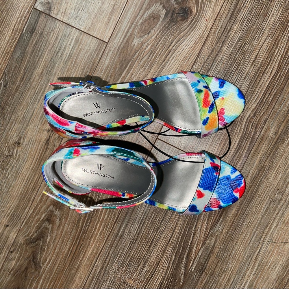 Worthington Heels. Multicolored. Ankle Strap.